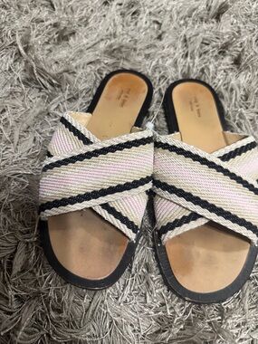 Rag & bone Women’s Slide Sandals in Cream with Black Stripes